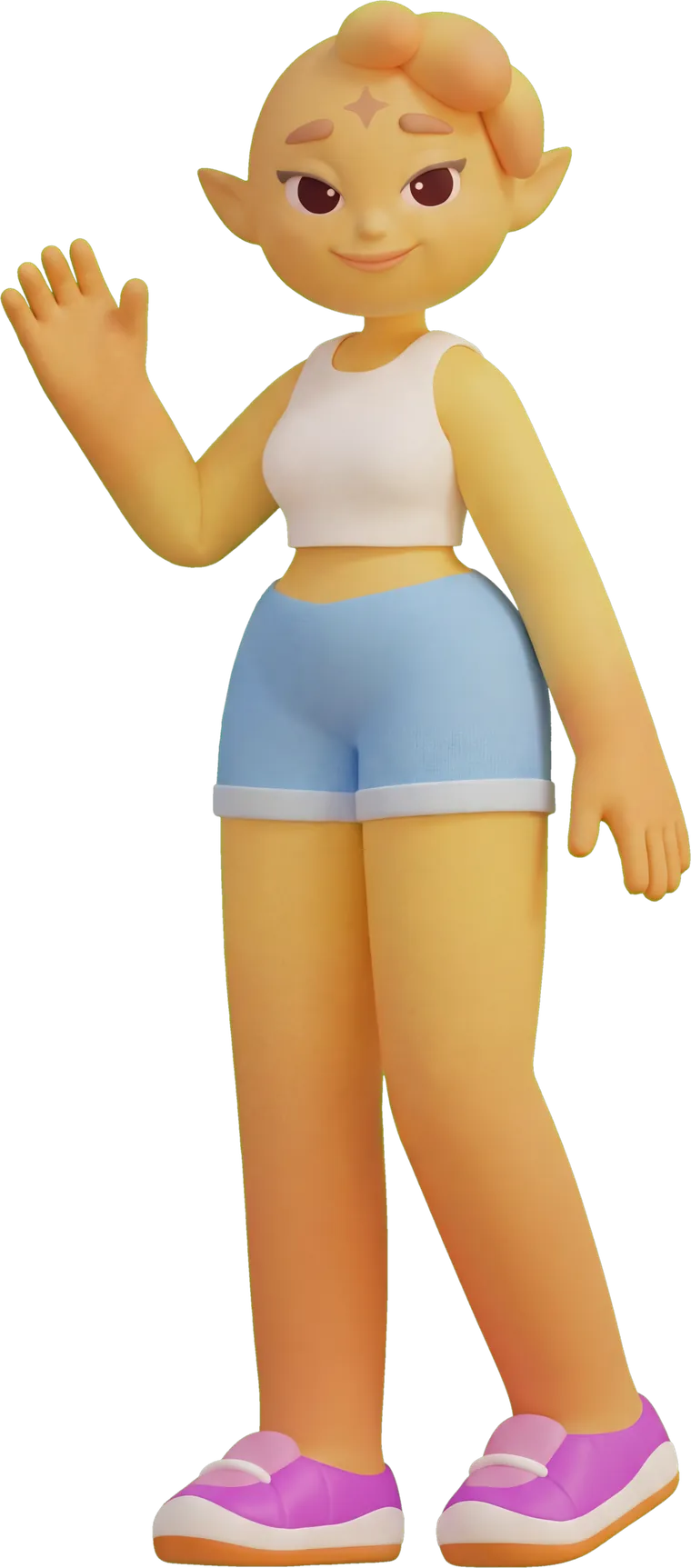 Melda waving hello